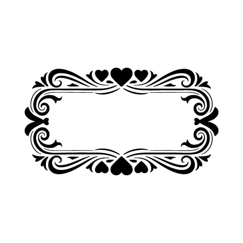 Elegant Heart Frame, Vintage Decorative Border - Floral vector