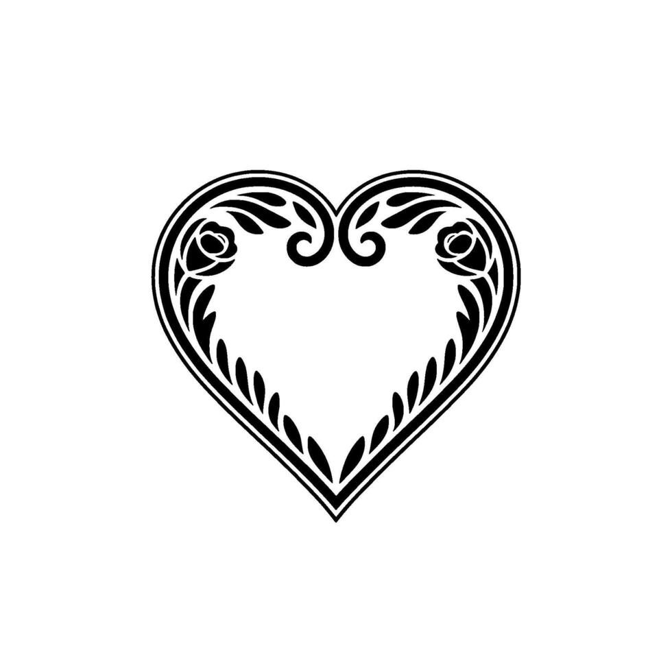 Intricate Floral Heart Ornament, Elegant - Decorative vector