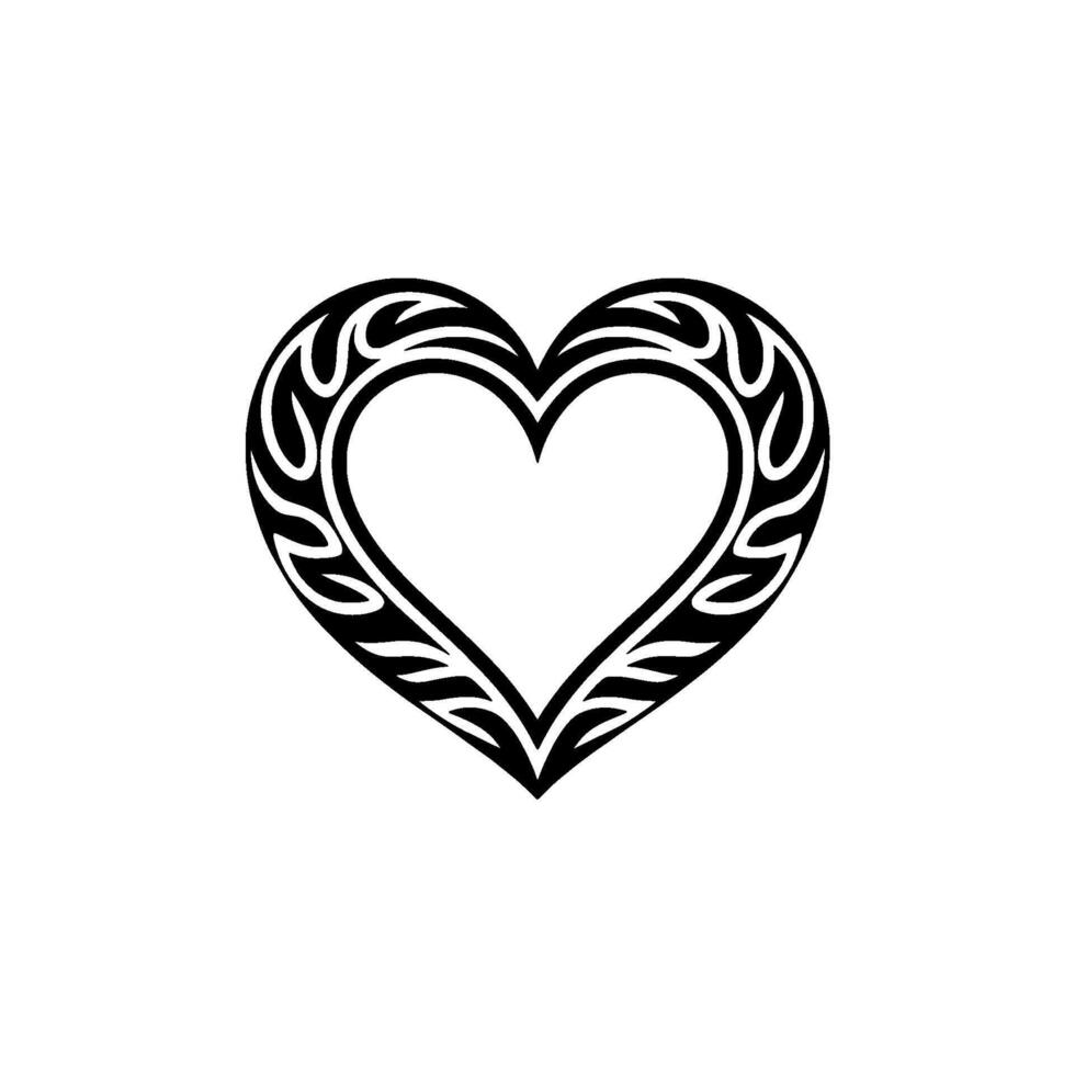 Tribal Heart Emblem, Intricate Black , Symbolic Love vector