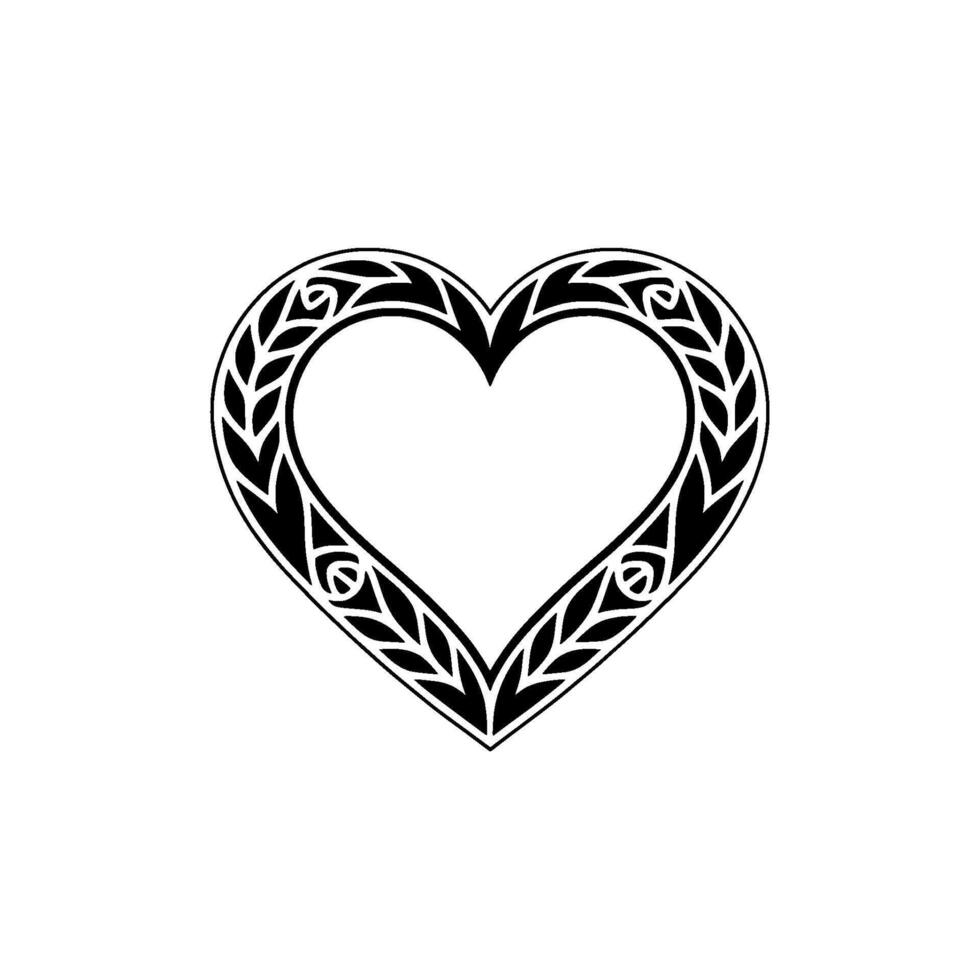 Tribal Heart Emblem, Intricate Black - Decorative vector