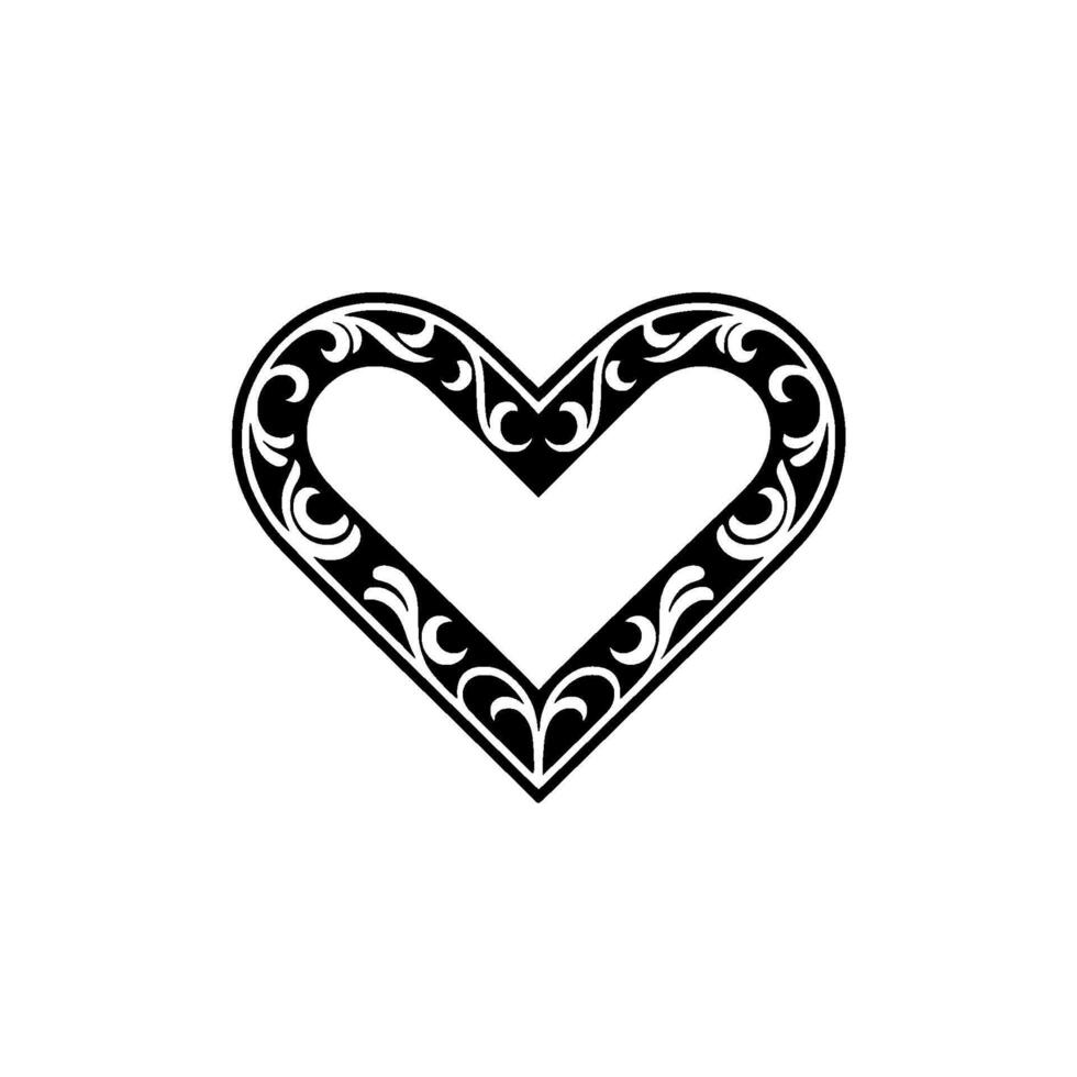 Intricate Black Heart Ornament, Vintage Style - Symbol vector