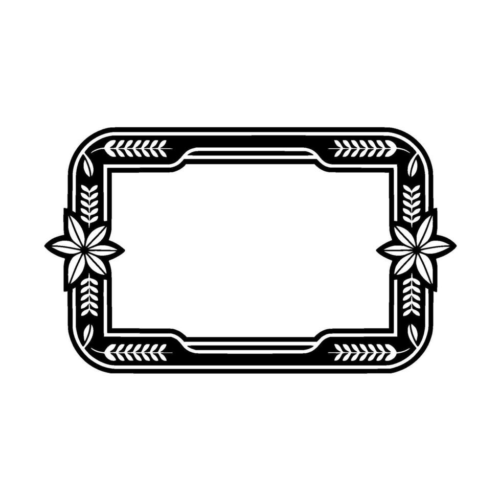Art Deco Floral Frame, Elegant Border - Template vector