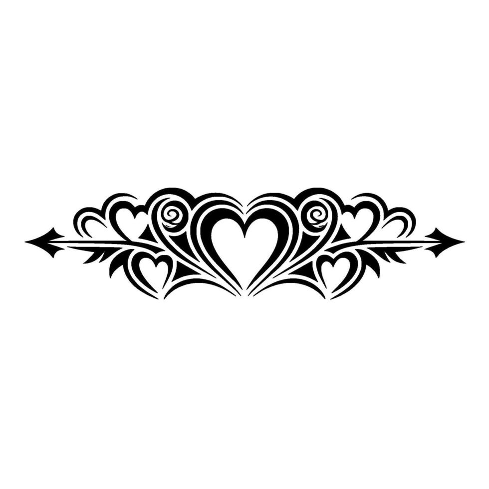 Intricate Heart Arrow Decorative Element, Vintage Style vector