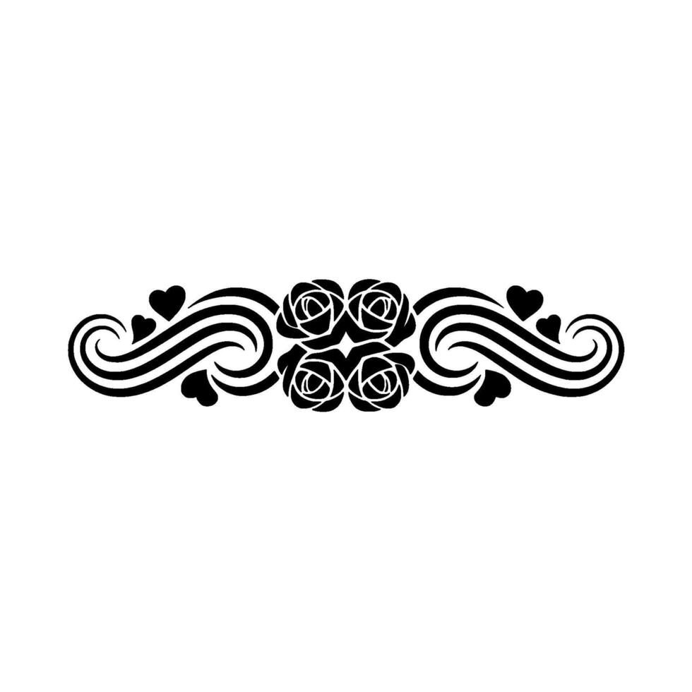 Elegant Floral Swirl Border, Romantic Element - Hearts vector