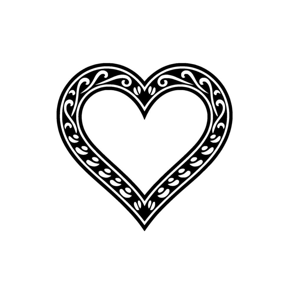 Intricate Heart Ornament, Vintage Floral - Decorative vector