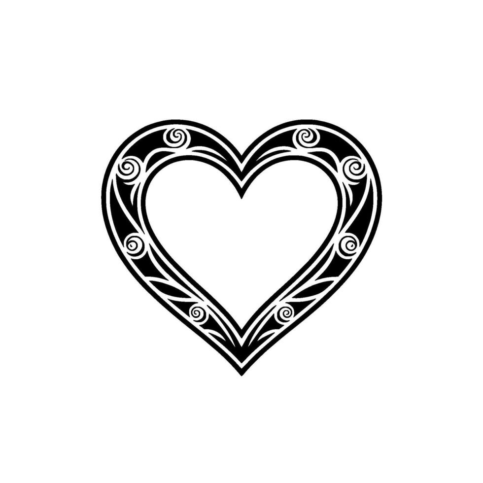 Intricate Tribal Heart Ornament, Elegant - Scrollwork vector