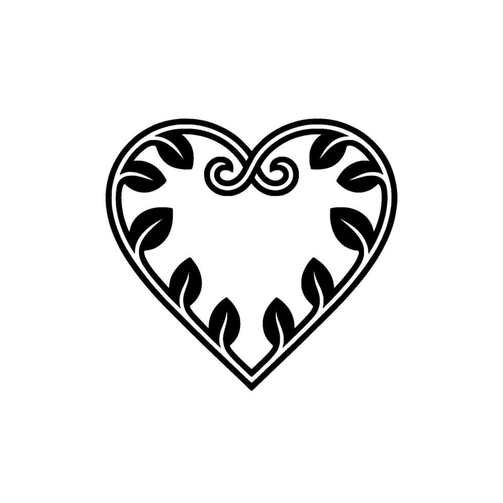 Elegant Heart Ornament, Vintage Floral - Scroll vector