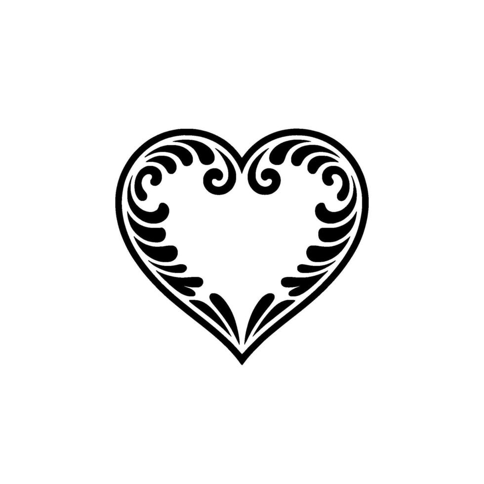 Intricate Black Heart Ornament, Elegant - Minimalist vector