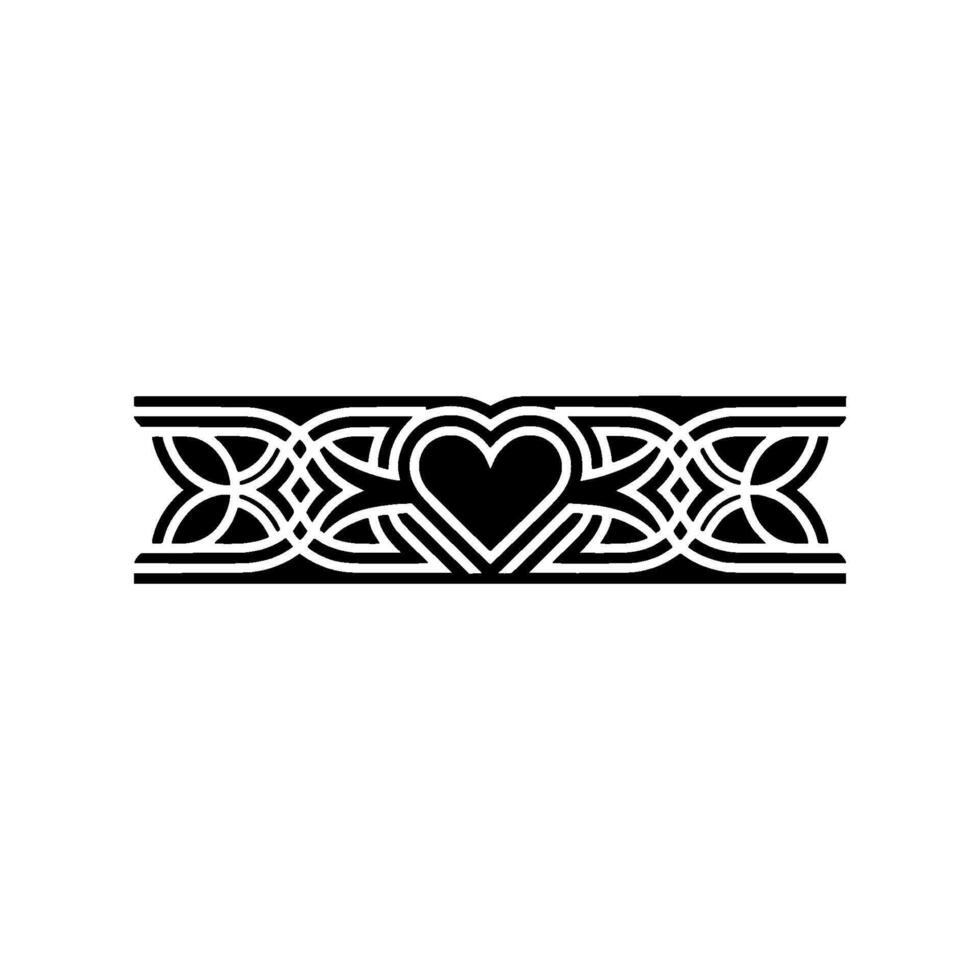Geometric Celtic Border, Heart Motif, Minimalist vector