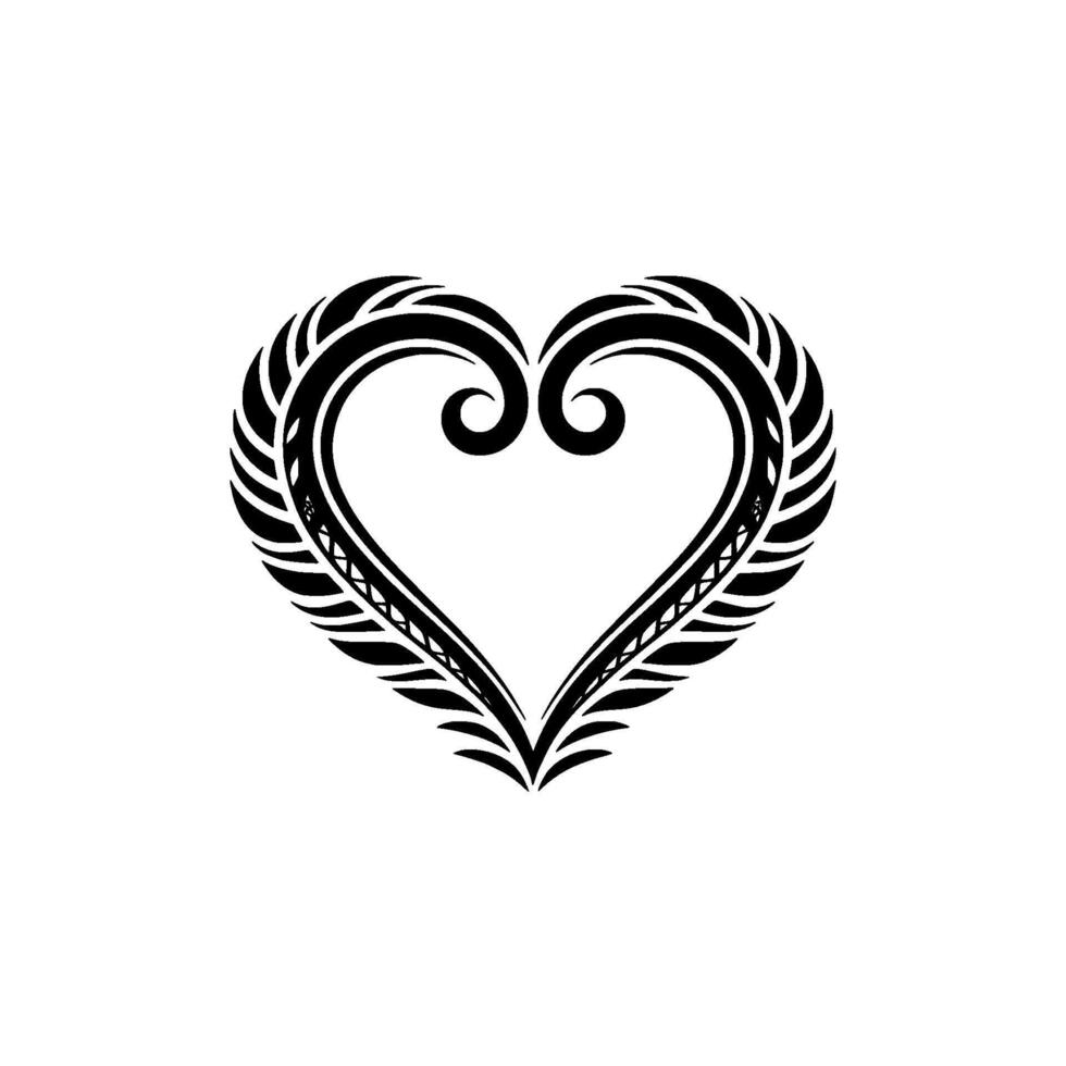 Intricate Black Heart Ornament, Elegant Tribal - Swirl vector
