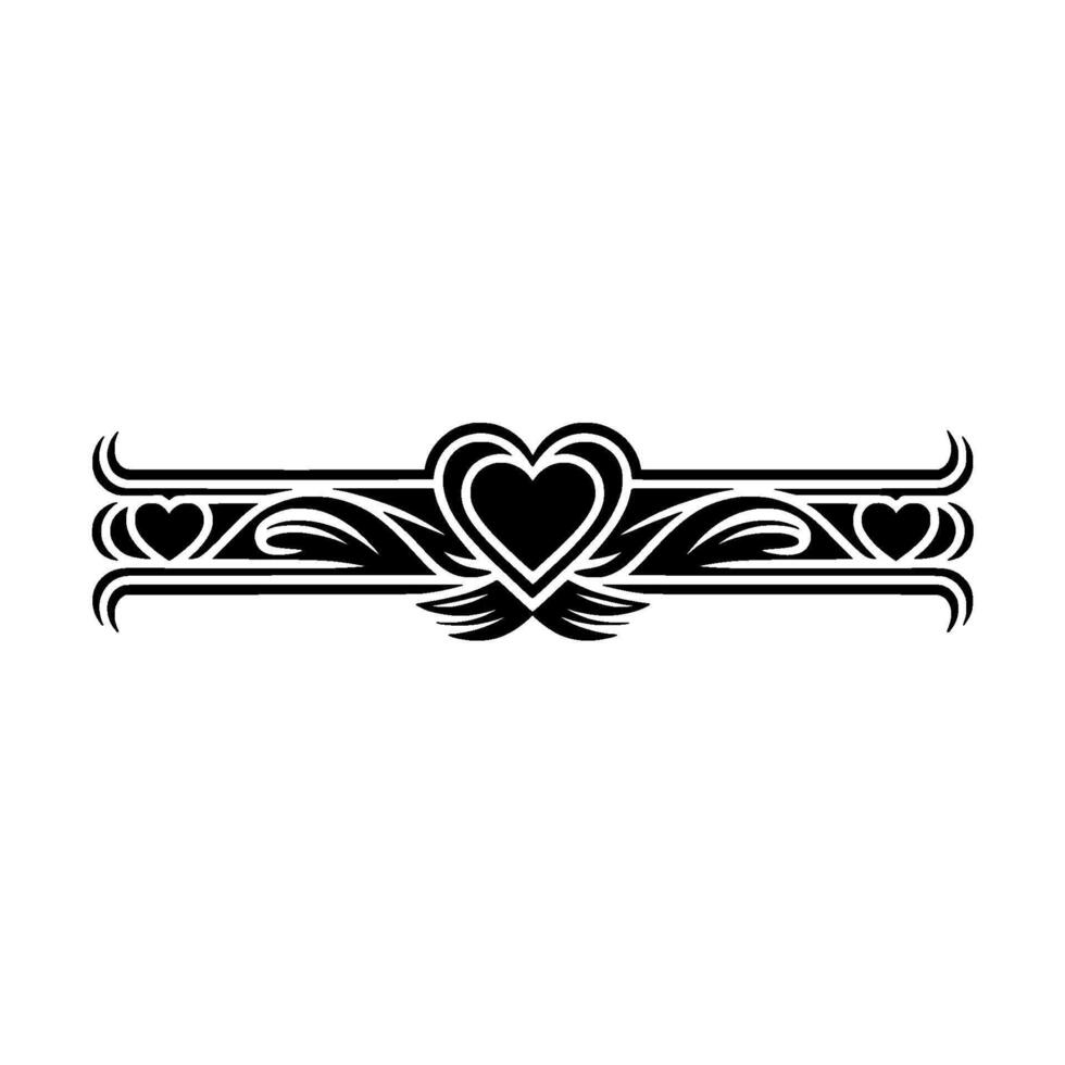 Intricate Heart Border, Vintage Ornamentation, Elegant - Lineart vector