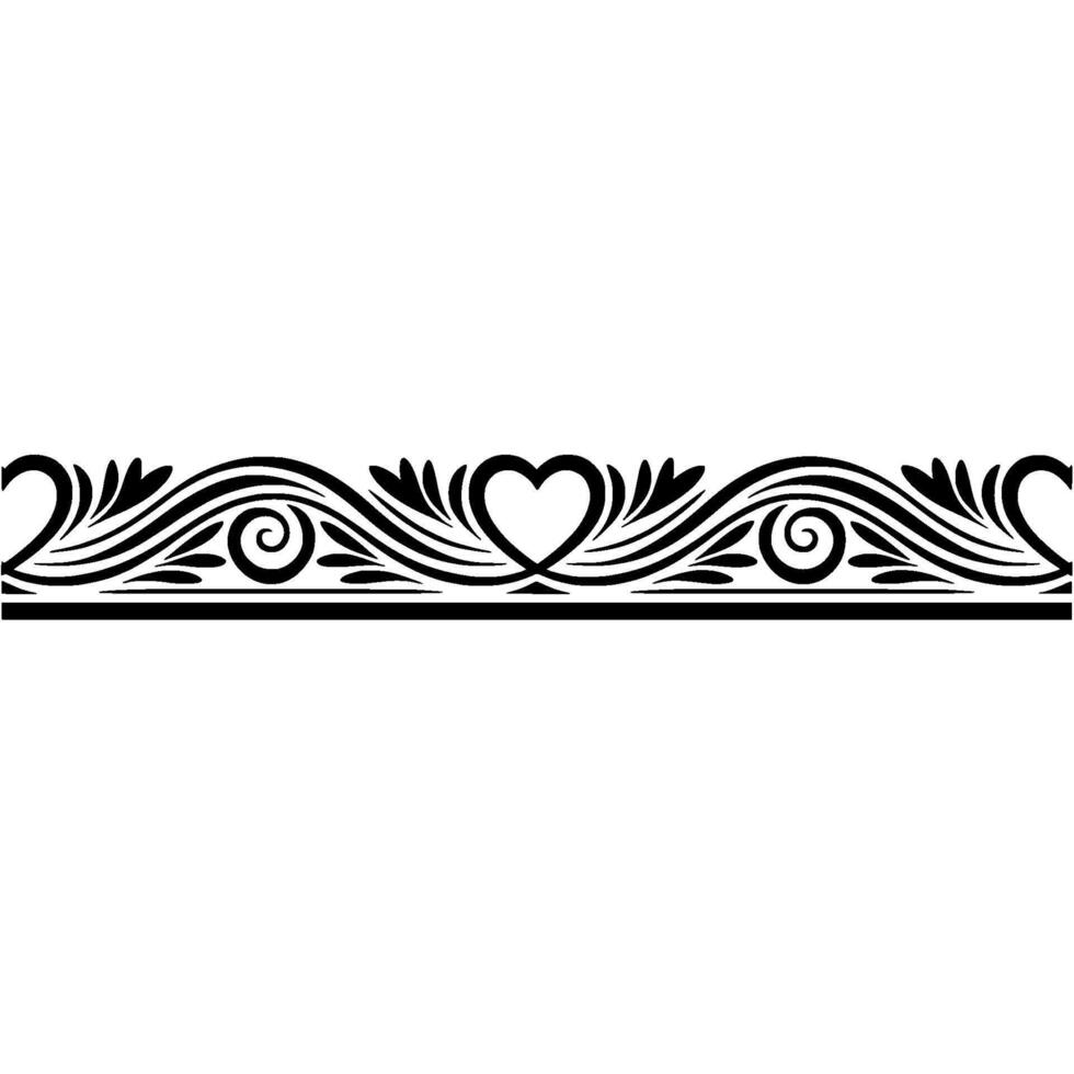 Elegant Black Ornamental Border with Heart Motif - Ornamentation vector