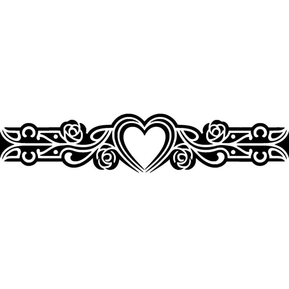 Intricate Floral Heart Border, Vintage Style - Decorative vector