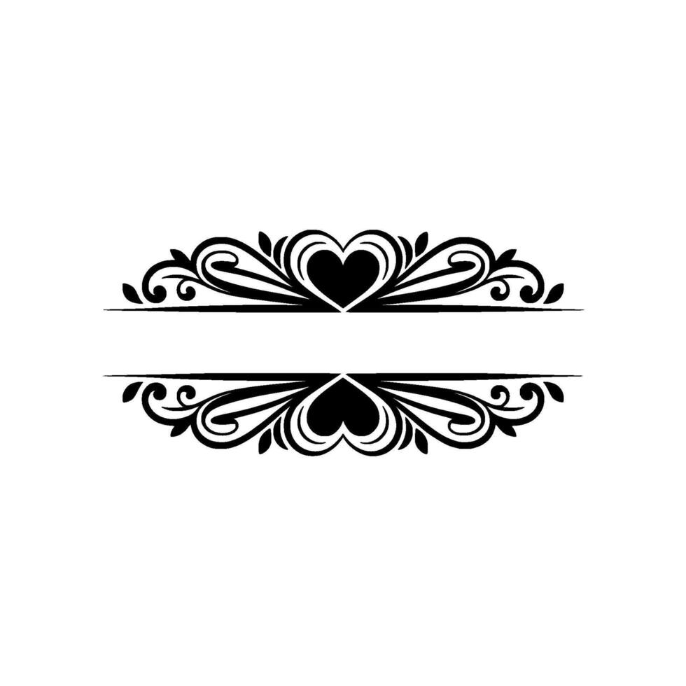 Elegant Decorative Divider, Vintage Heart Motif - Border vector