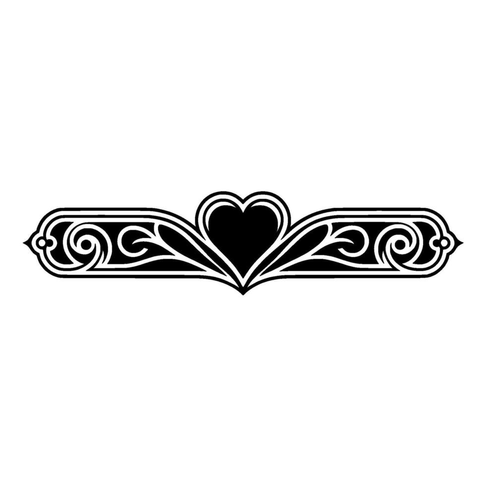 Elegant Heart Border, Vintage Decorative Element - Floral, Art nouveau vector