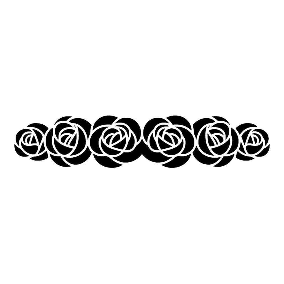 Stylized Rose Border, Elegant Black and White vector