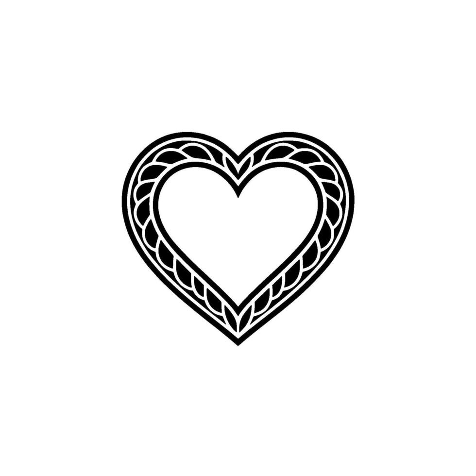 Intricate Heart Motif, Decorative Outline, Vintage Style vector
