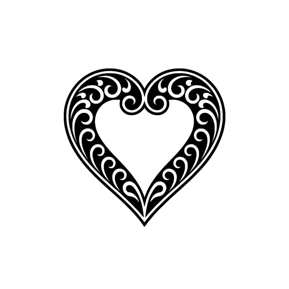 Intricate Ornamental Heart, Vintage vector