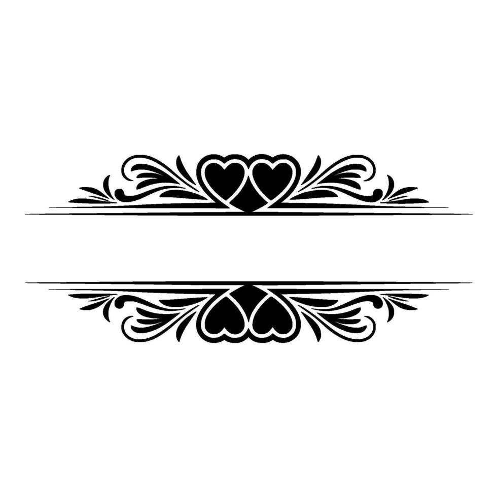 Elegant Heart Divider, Vintage Ornament, Decorative Border vector