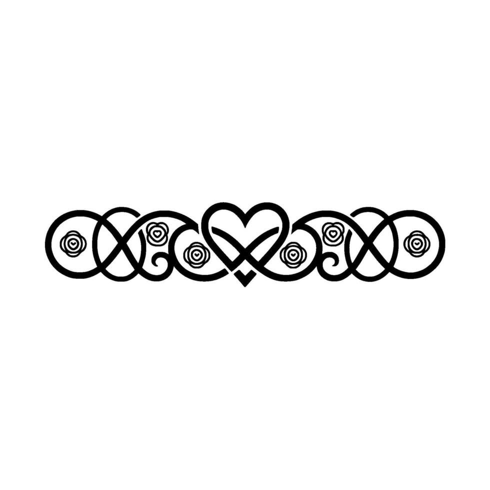 Celtic Heart Ornament, Elegant Border - Knotwork vector
