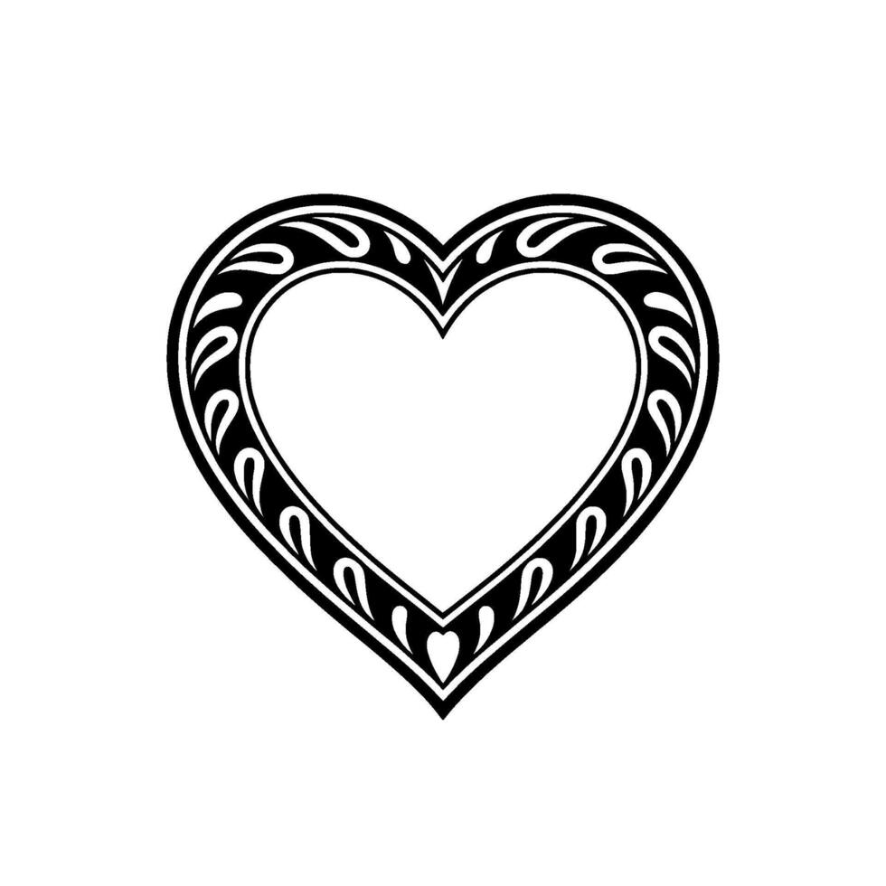 Intricate Black Heart Ornament, Decorative Border - Tribal vector