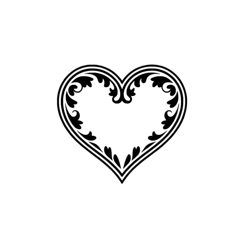 Intricate Floral Heart Ornament, Vintage Style - Elegant vector