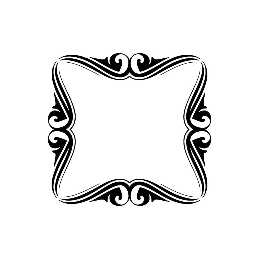 Elegant Black Frame, Intricate Swirls, Minimalist vector