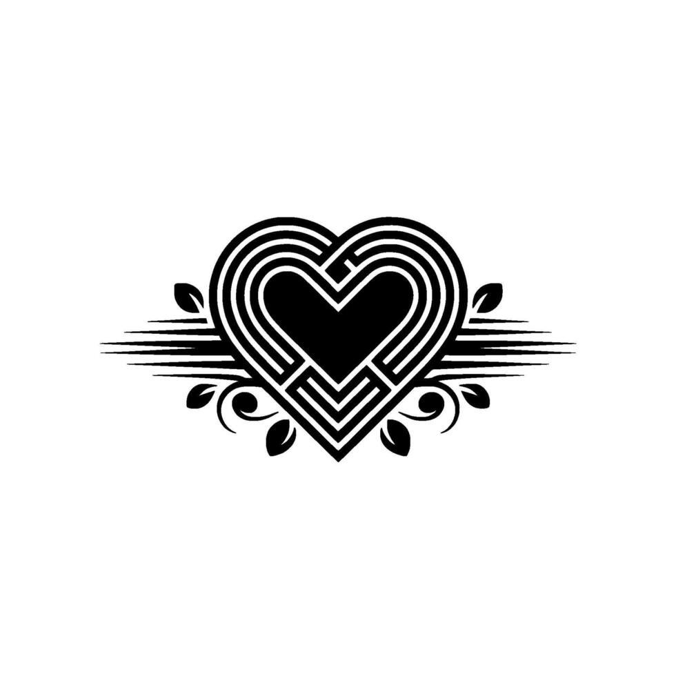Intricate Heart Emblem, Vintage Style, Elegant vector