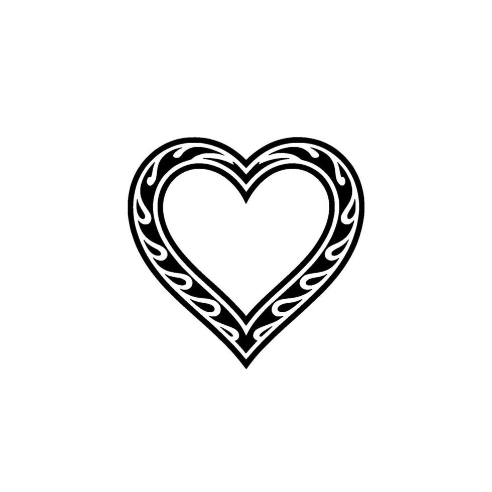 Tribal Heart Emblem, Intricate Black - Geometric vector