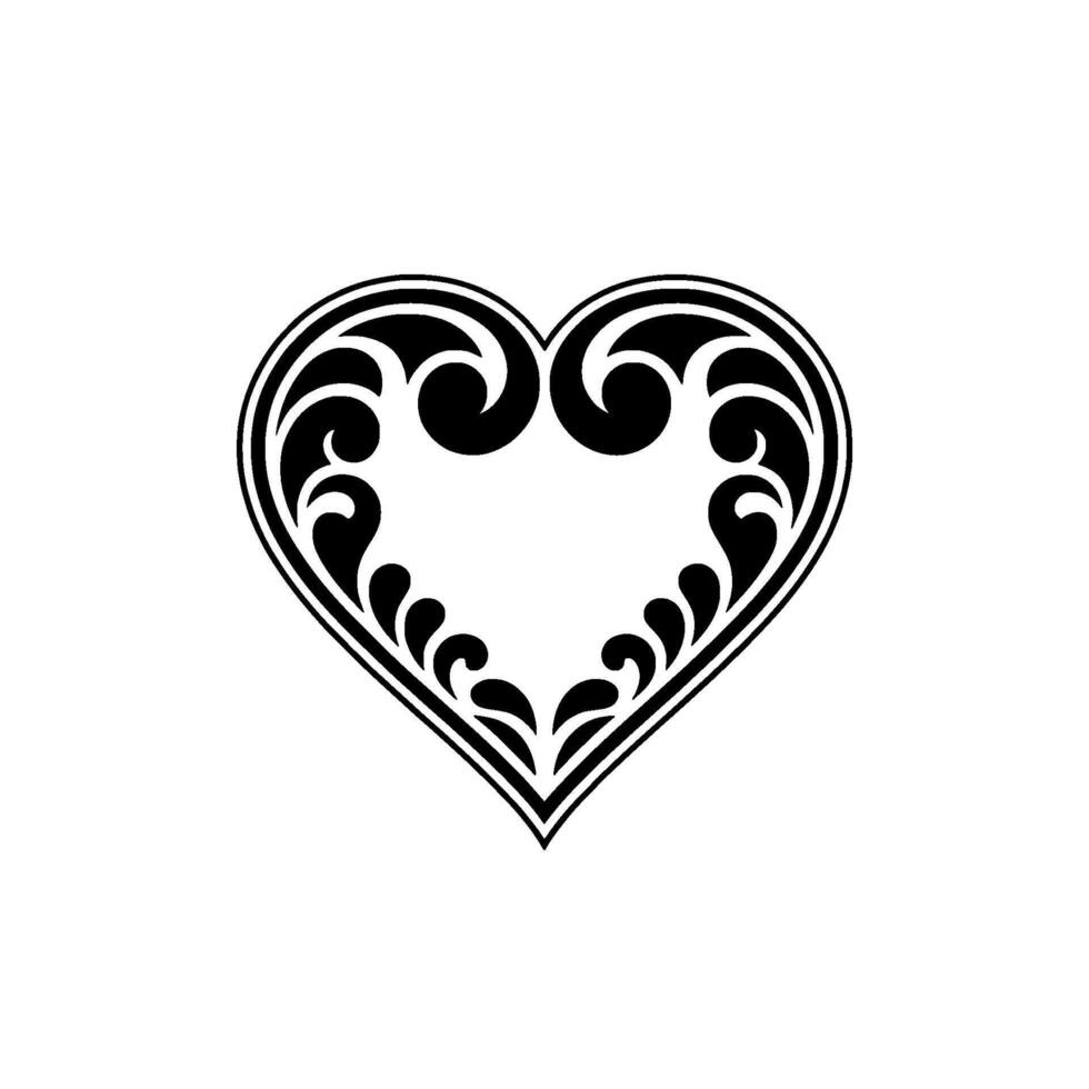 Intricate Black Heart Ornament, Decorative - Elegant vector