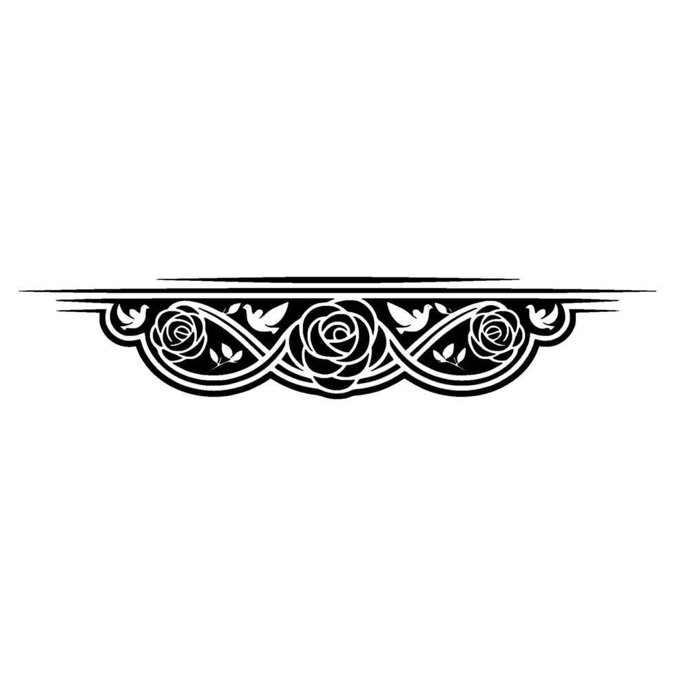 Elegant Rose Border, Vintage Floral - Ornamental vector