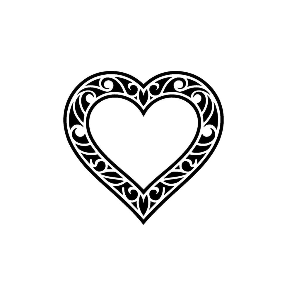 Intricate Black Heart Ornament, Vintage Style - Paisley vector
