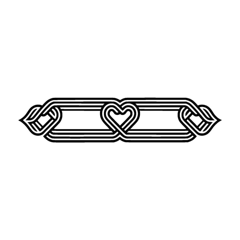 Intricate Celtic Heart Border, Minimalist - Knotwork vector