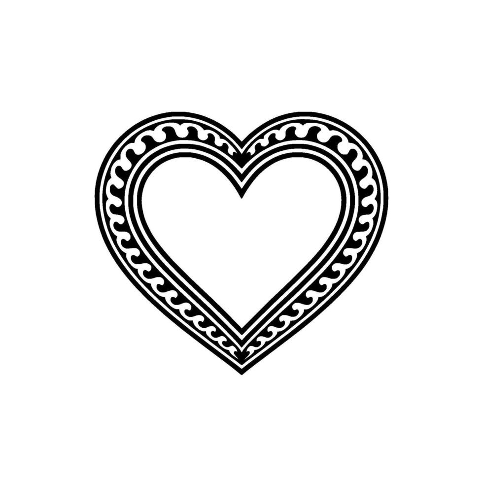Intricate Heart Ornament, Elegant Border - Linear vector