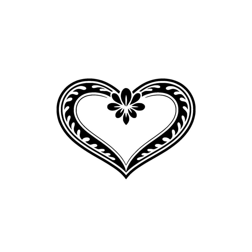 Intricate Floral Heart Emblem, Vintage Style - Elegant vector