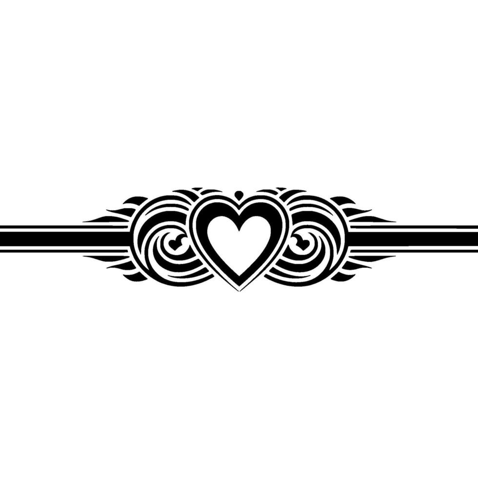 Elegant Heart Ornament, Vintage Element - Line vector