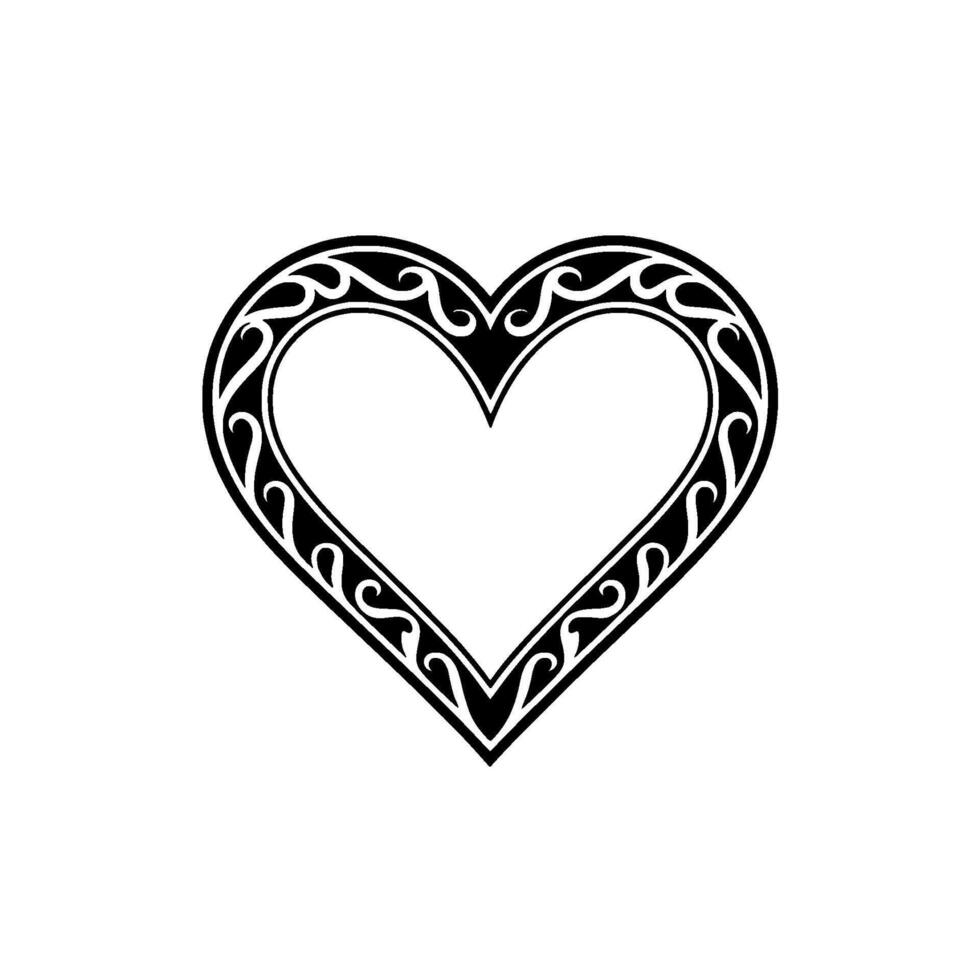 Intricate Black Heart Ornament, Vintage Style - Celtic vector
