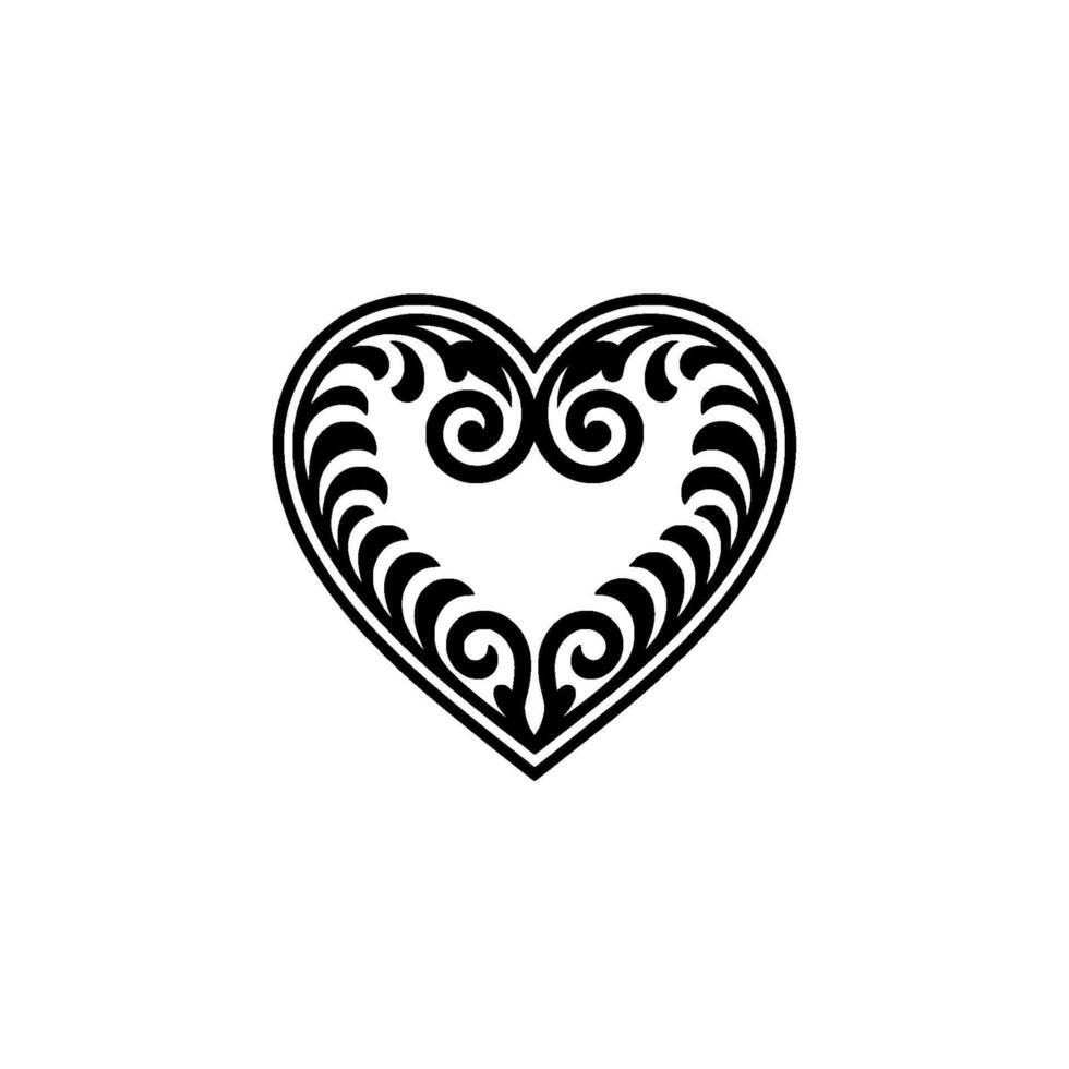 Intricate Ornamental Heart - Vintage Style Emblem vector