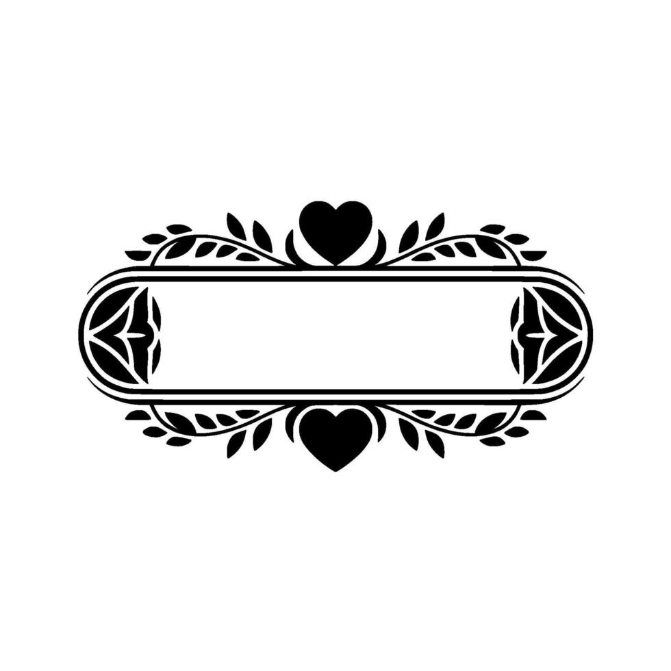 Elegant Black Floral Frame, Romantic Element - Heart vector