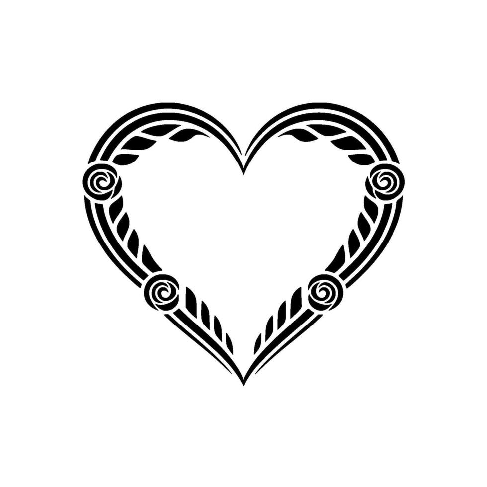 Intricate Heart Ornament, Decorative Border, Vintage Style vector