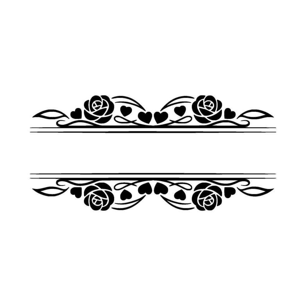 Elegant Floral Border, Vintage , Decorative Element - Roses, Hearts vector