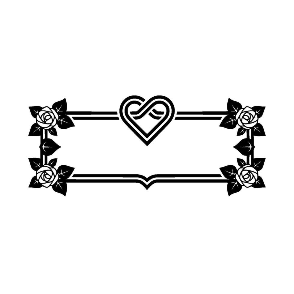 Elegant Deco Heart Frame with Roses Vintage Romance Illustration vector