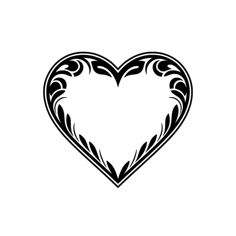 Intricate Tribal Heart Ornament, Elegant Black White vector