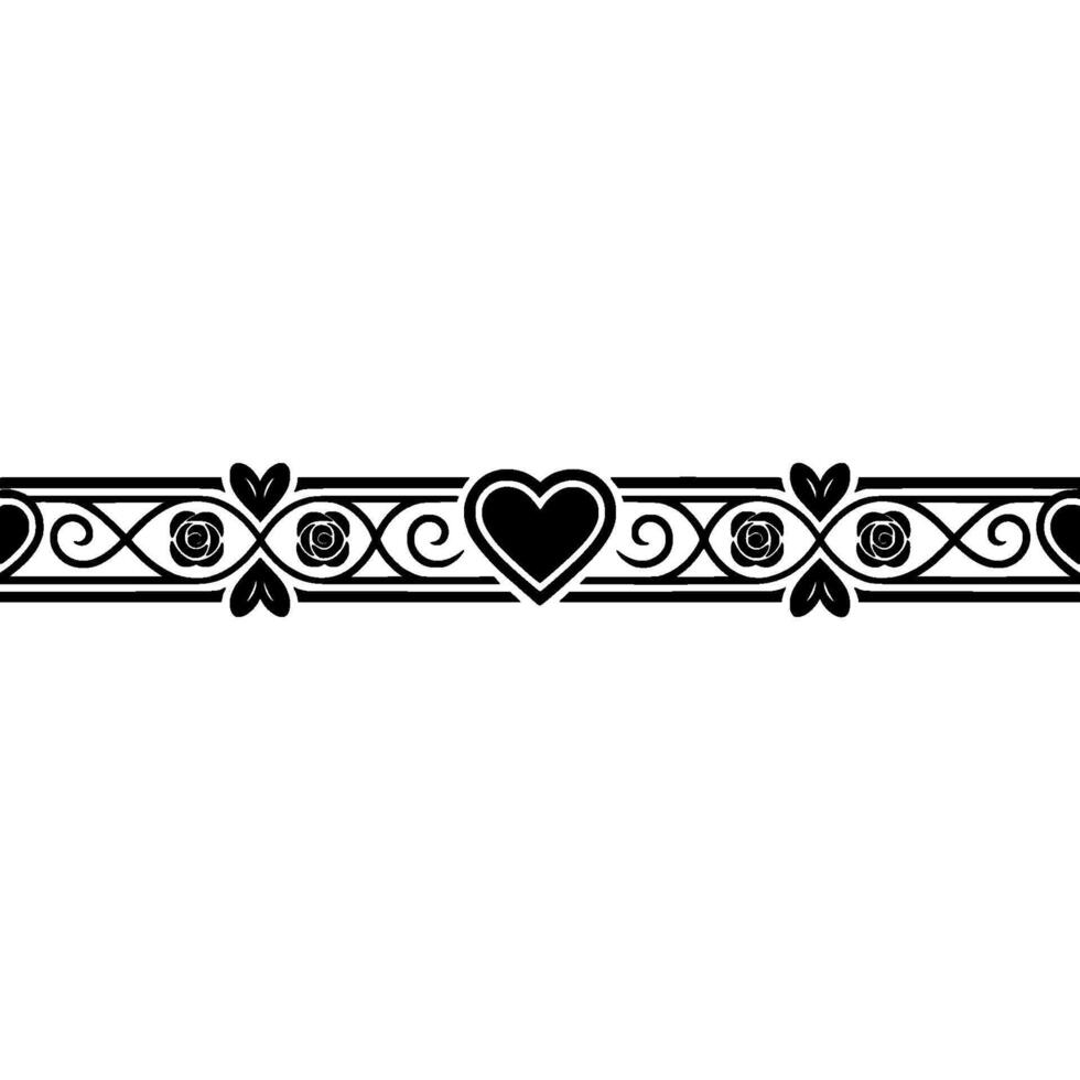 Elegant Deco Border Hearts Roses Ornamentation vector