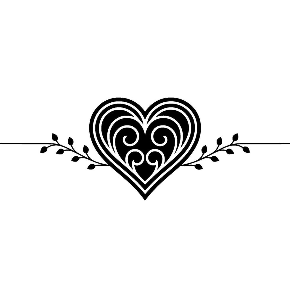 Elegant Heart Vine Decorative Element, Vintage Style vector