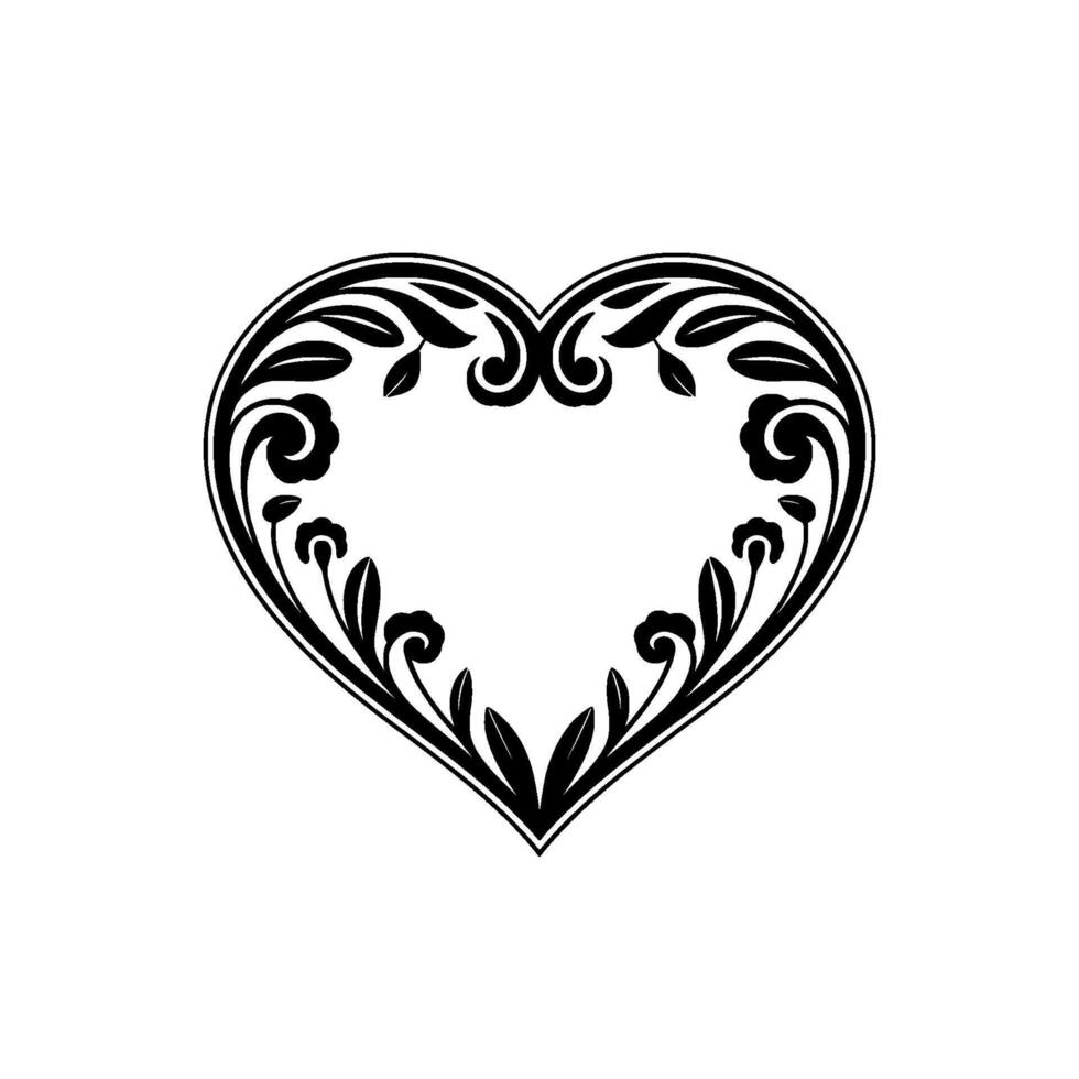 Intricate Floral Heart Border, Vintage Elegance - Ornament vector