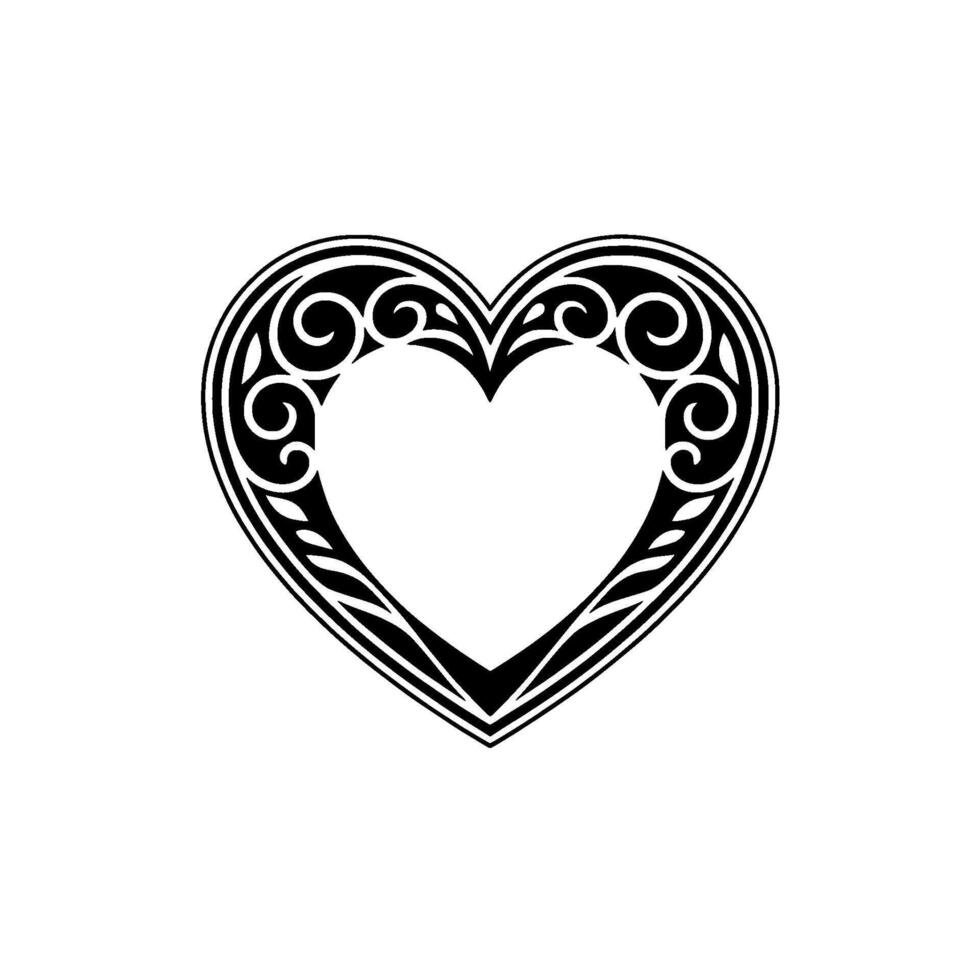 Intricate Black Heart Ornament, Elegant - Tribal vector