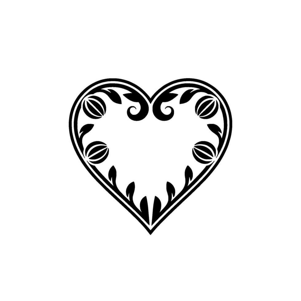 Elegant Heart Ornament, Vintage Floral - Scrollwork vector