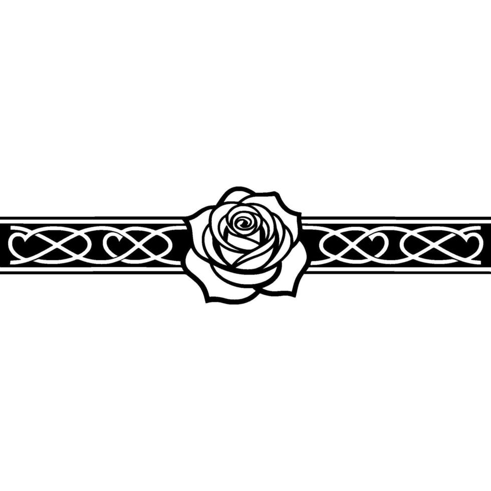Elegant Rose Border, Celtic Motif, Black and White vector
