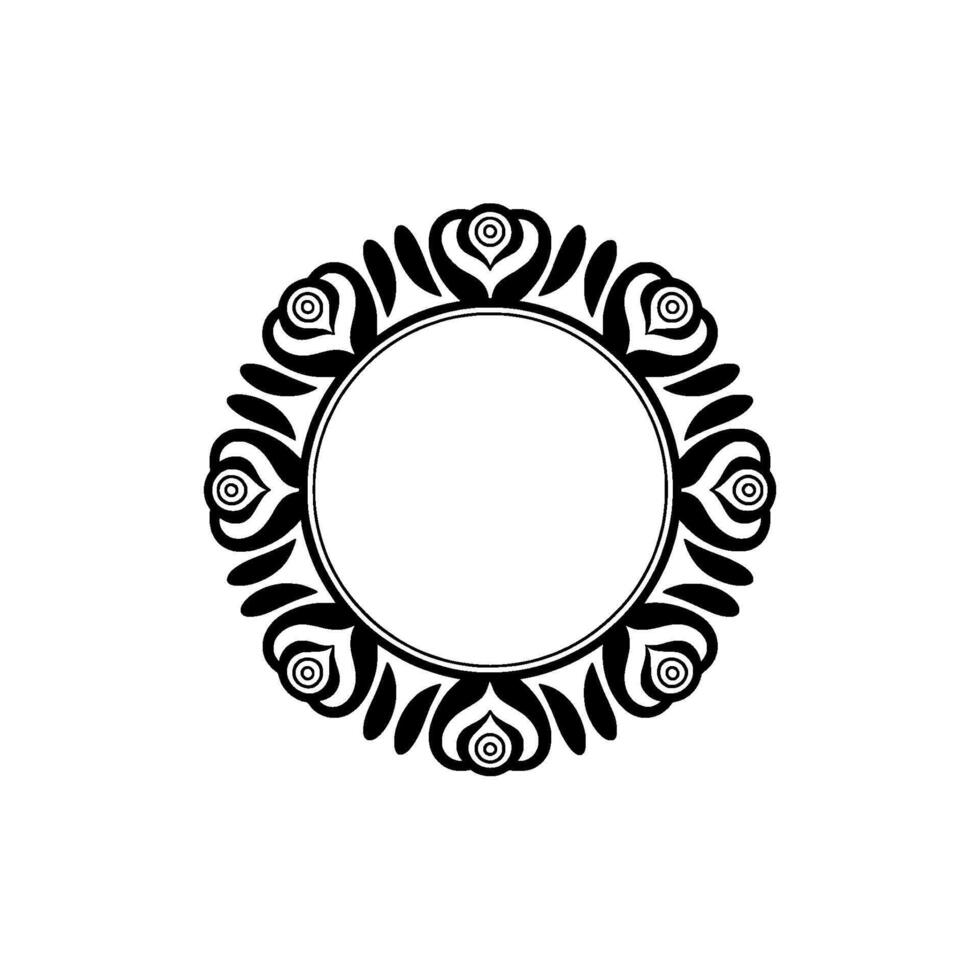 Elegant Floral Frame, Minimalist , Circular Motif - Ornament vector